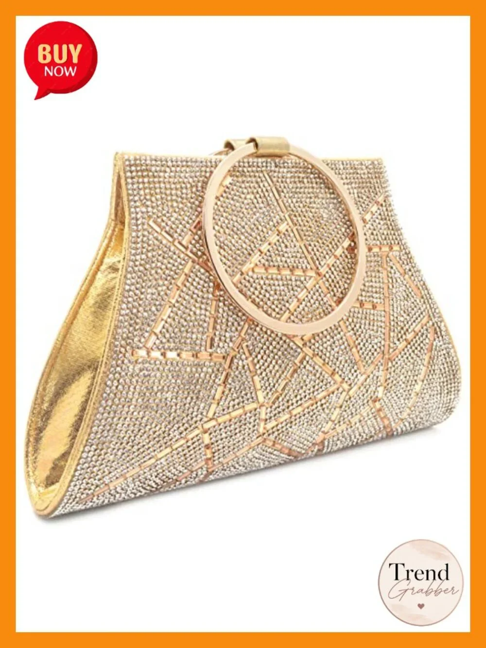 Crystal Clutch Purse Evening Bag Wristlet Bridal Handbag Magnetic Snap Closure